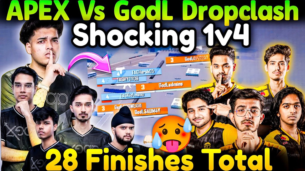 Apex vs GodLike Drop Clash😤 Pure 1v4 Clutch🥵 28 Finishes Domination🚨🔥