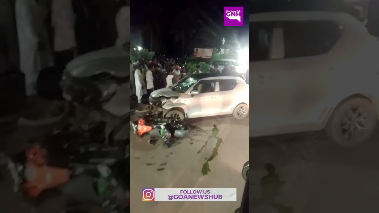 An accident occurred between a two-wheeler and a four-wheeler at Old Goa on Friday
