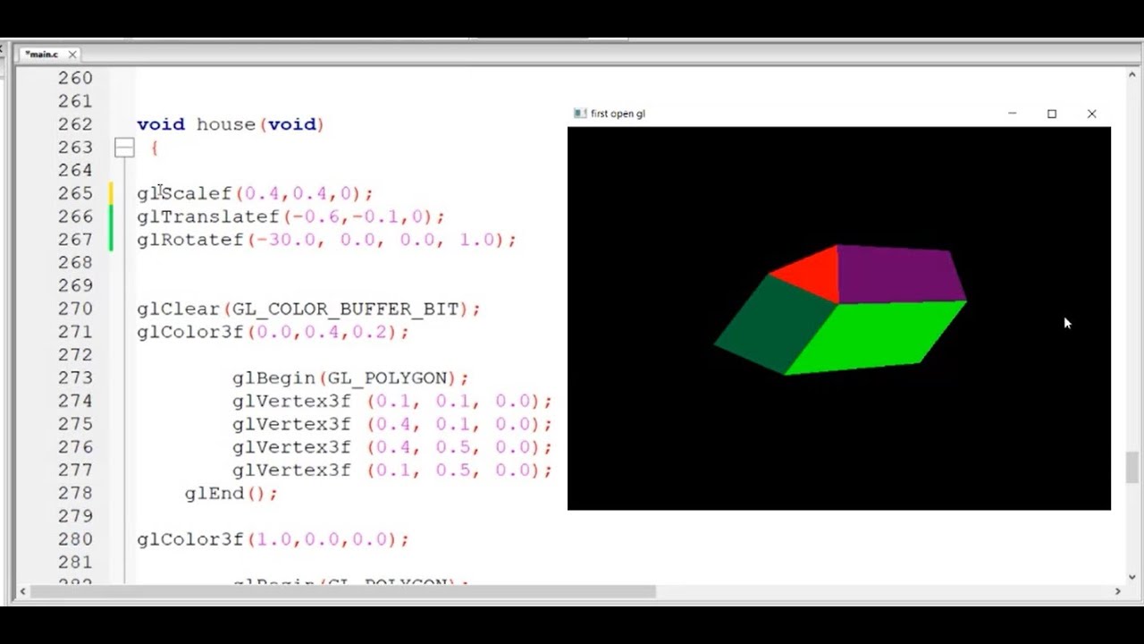 Part ( 4 ) - Implementation of 2D Geometric Transformations using openGL