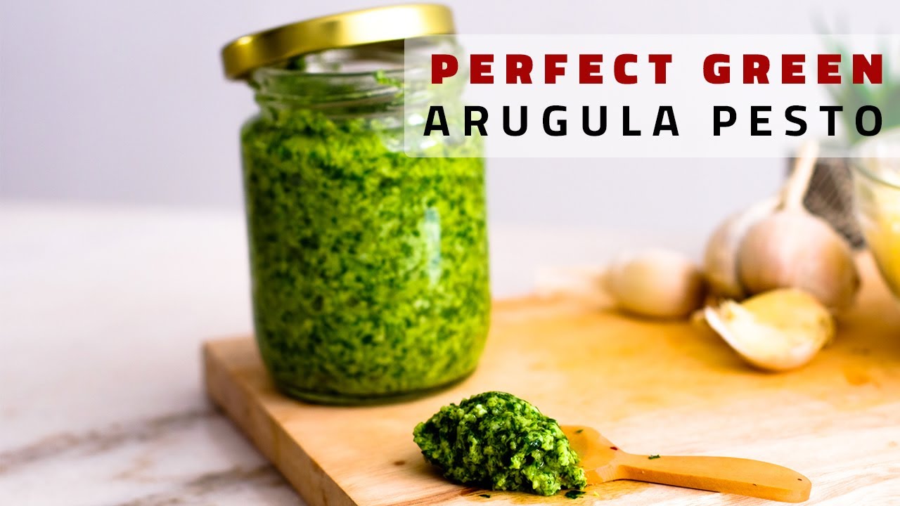 Easy Arugula Pesto Recipe (Secret to Bright Green Pesto!)