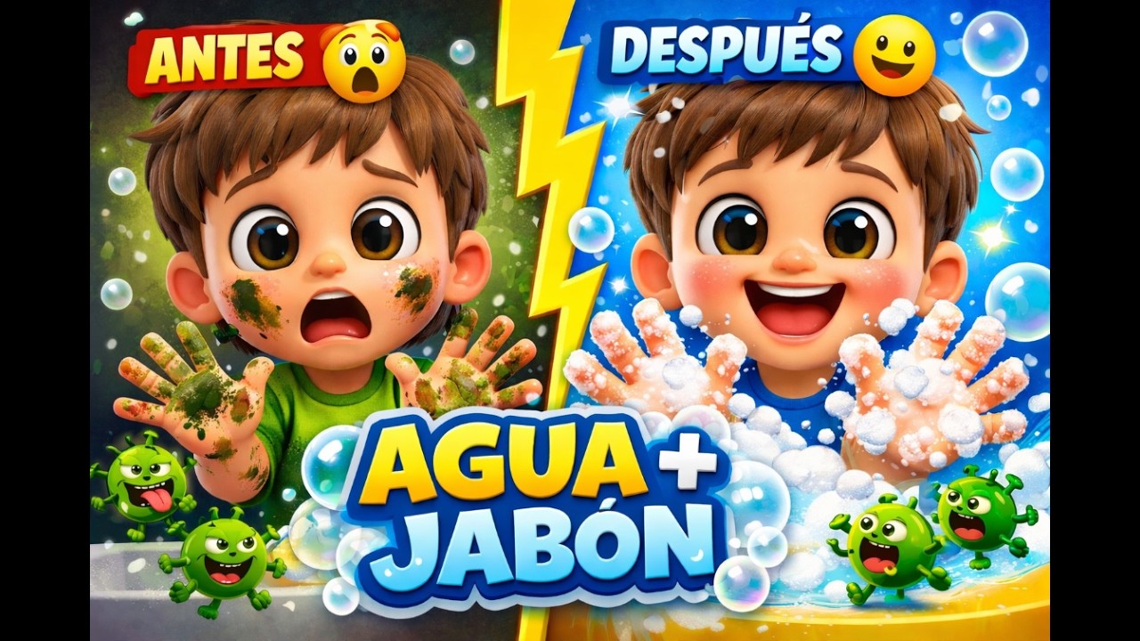 Canción para Lavarse las Manos 🫧 Agua y Jabón | Rutina Escolar para Niños 4-8 Años