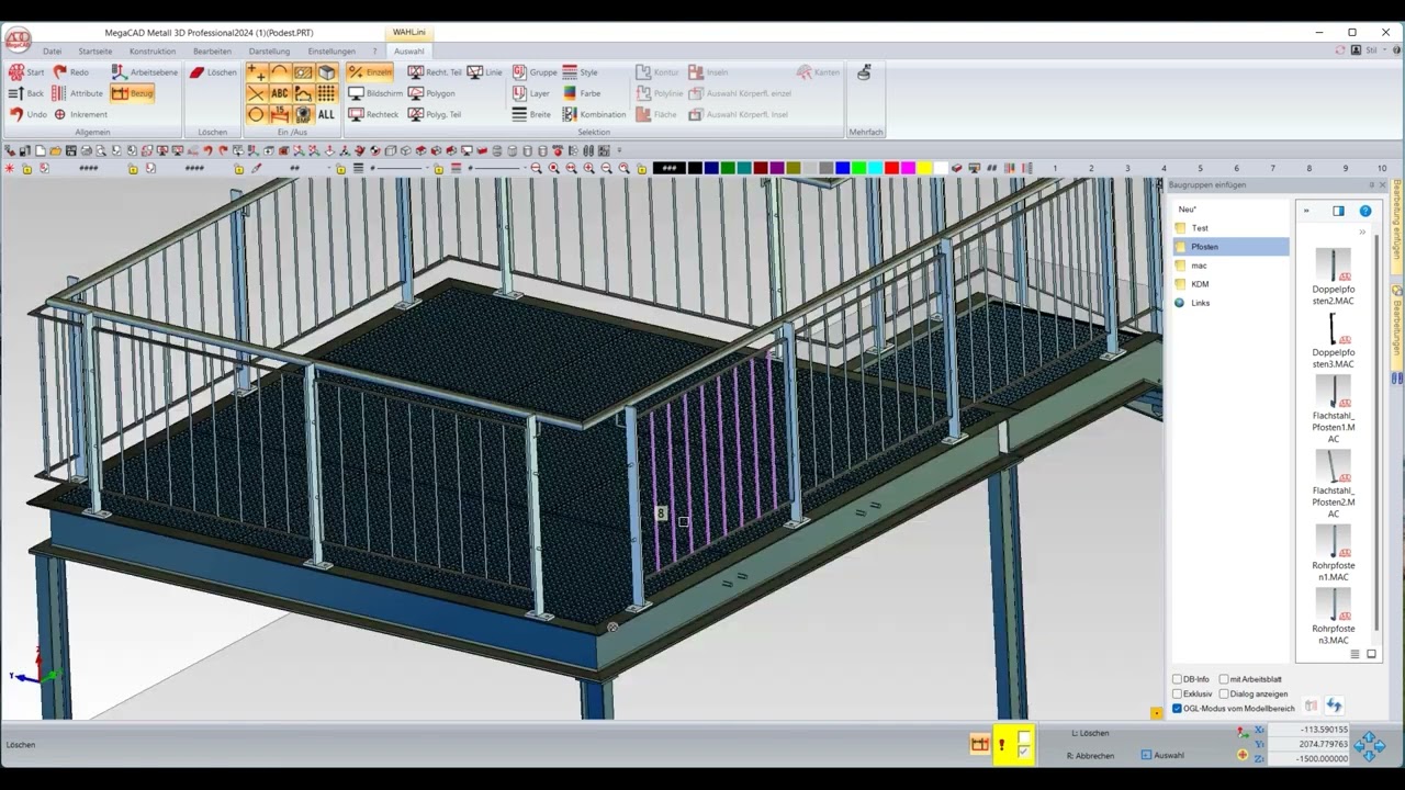 MegaCAD Metall 3D | Änderungsmöglichkeiten im Geländermodul