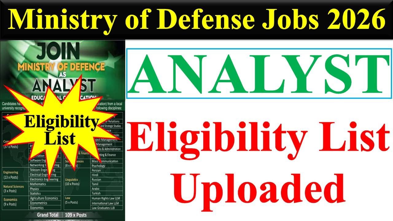 MOD Analyst Eligibility List Uploaded | MOD Analyst Screening Test Eligibility Status Updated | MOD