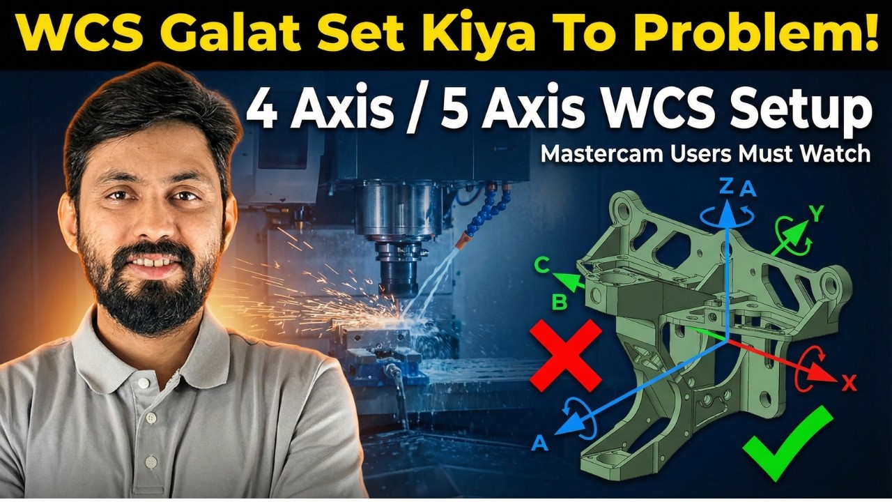4 Axis & 5 Axis WCS Setup in Mastercam | Step-by-Step Hindi Tutorial By#veerji #mastercam