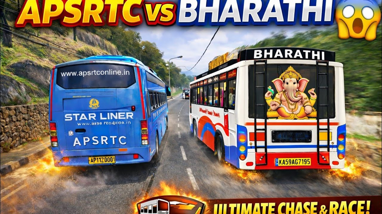 APSRTC vs BHARATHI Private Bus Racing 😲 | Ultimate Chasing on Indian Roads | BusSID Gameplay