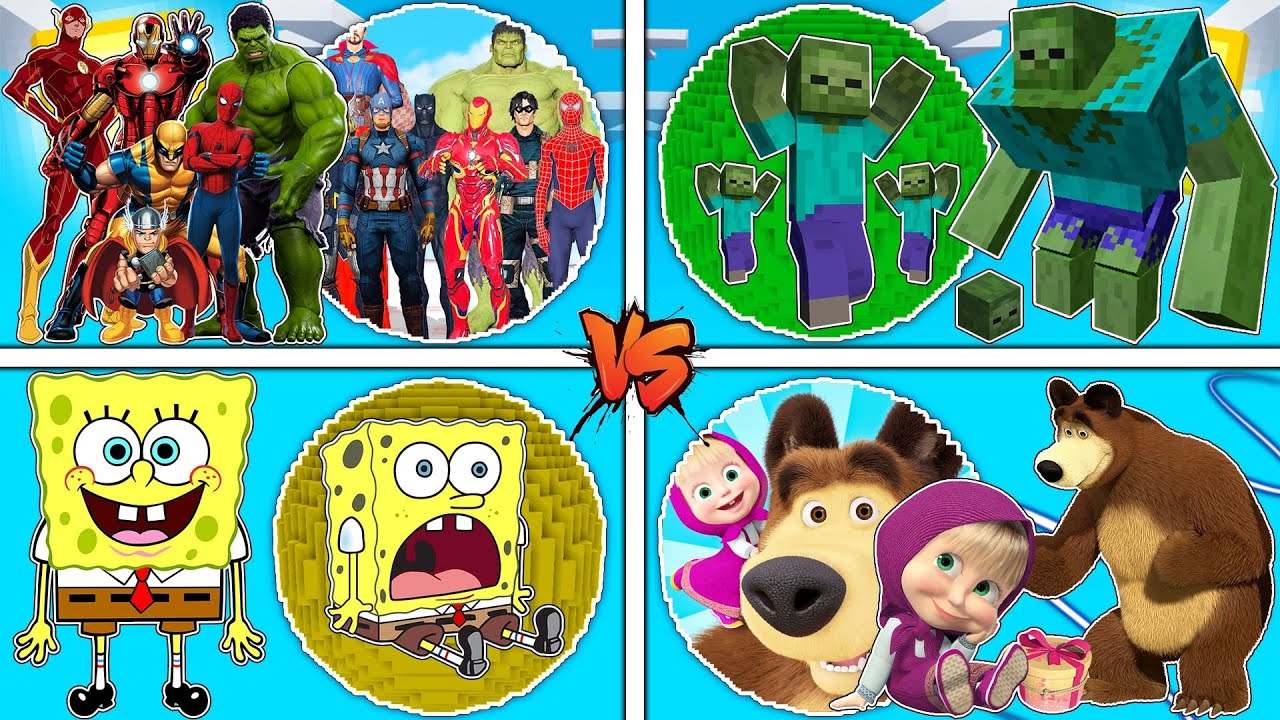 فلم ماين كرافت : كوكب منطاد عائلة الأبطال ضد الزومبي ضد ماشا والدب ضد سبونج بوب !!؟ 🔥😱