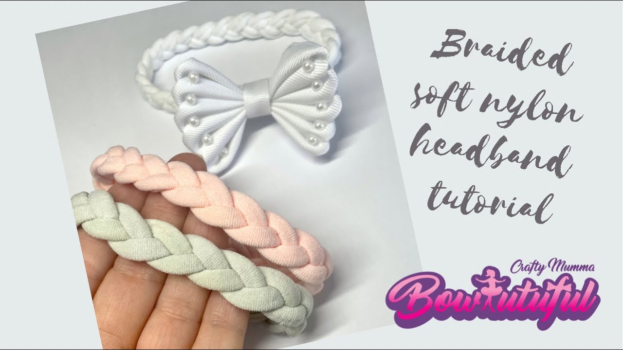 Braided soft nylon headbands tutorial. Hair bow to tutorial. How to make hair bows. Laço.