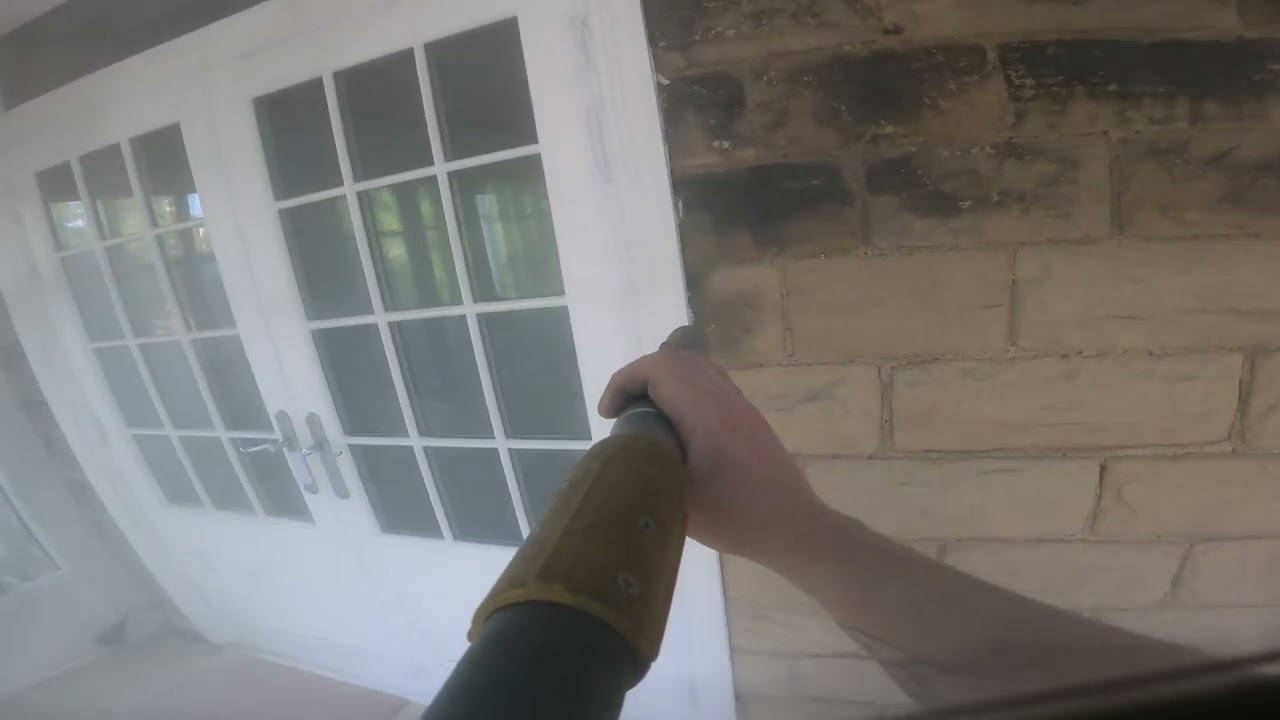 SandBlasting a stone feature wall