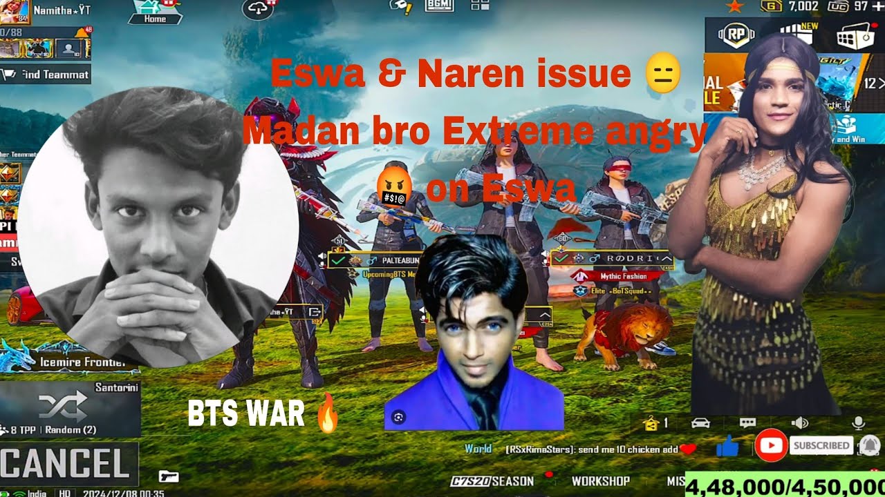 Eswa &Totto use bad words to Naren 🤬Madan Bro Angry 😡| pov added| BTS war #madan #madanop #bts #bgmi