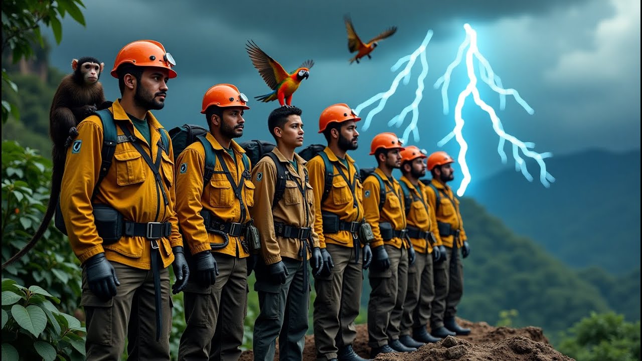 Rescue in the Rain: A Jungle's Survival Through the Storm 