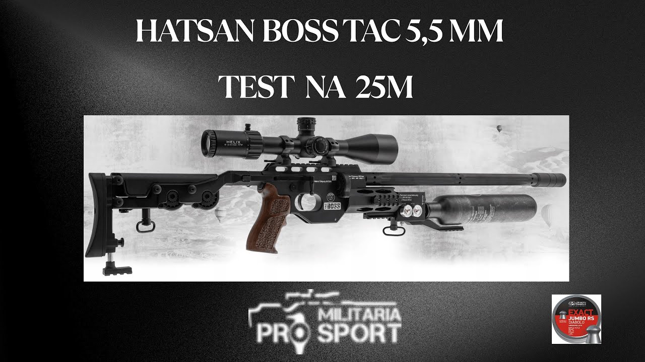 Wiatrówka HATSAN BOSS TAC 5,5 mm Test na 25 m jsb rs
