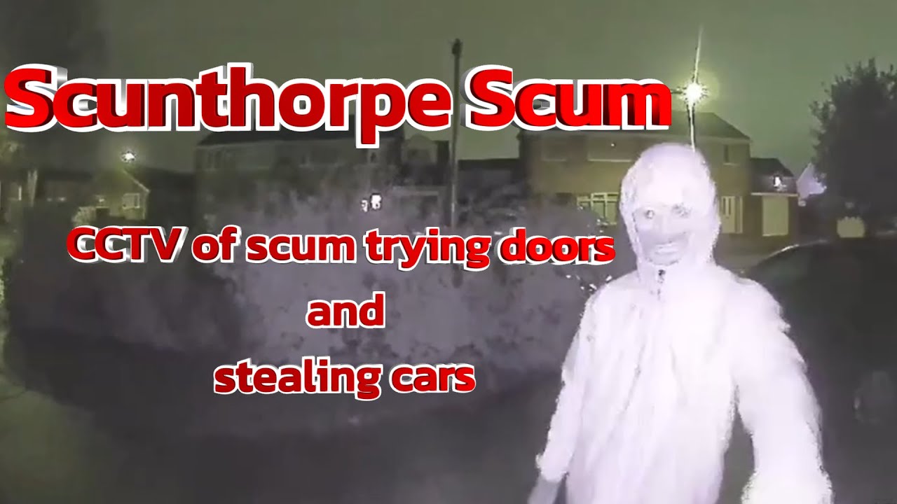 Scunthorpe CCTV of scum trying house doors