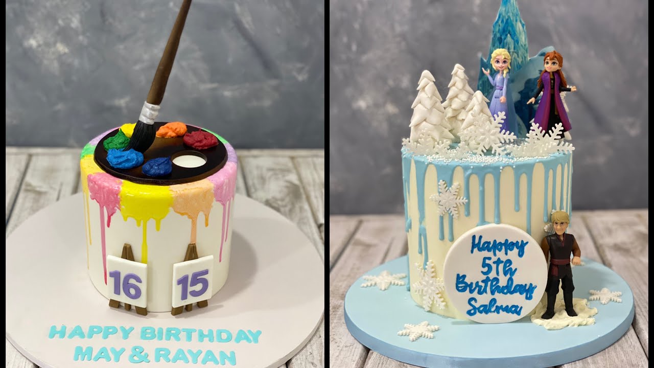 Paint Brush Palette Cake | Frozen Cake | Elsa & Anna Cake