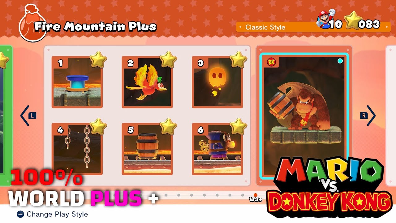 W3+ Fire Mountain Plus 100% Walkthrough Mario vs Donkey Kong Remake (Full Gameplay 2024)
