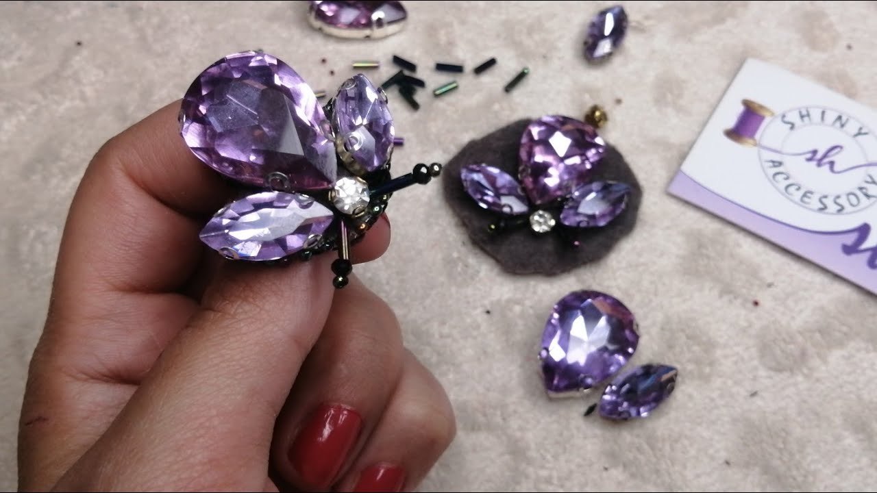 beaded simple insect brooch  آموزش گلسینه حشره با سنگ برای مبتدیان