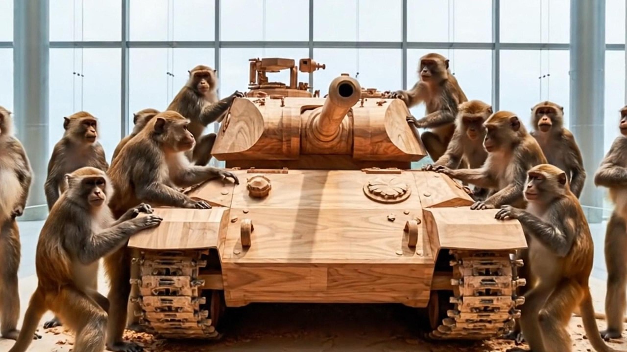 Building Wooden Tank 🚜🐒 Monkey Engineers Craft A Giant Wooden Vehicle | FactoryX