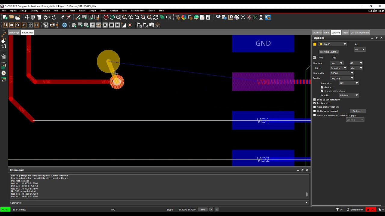 Создание экземпляров Cadence PCB Blind Buried Single Click Multiple Via
