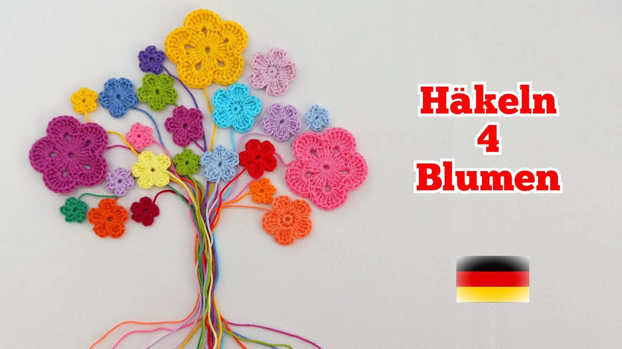 Häkeln 4 Blumen - Häkelanleitung