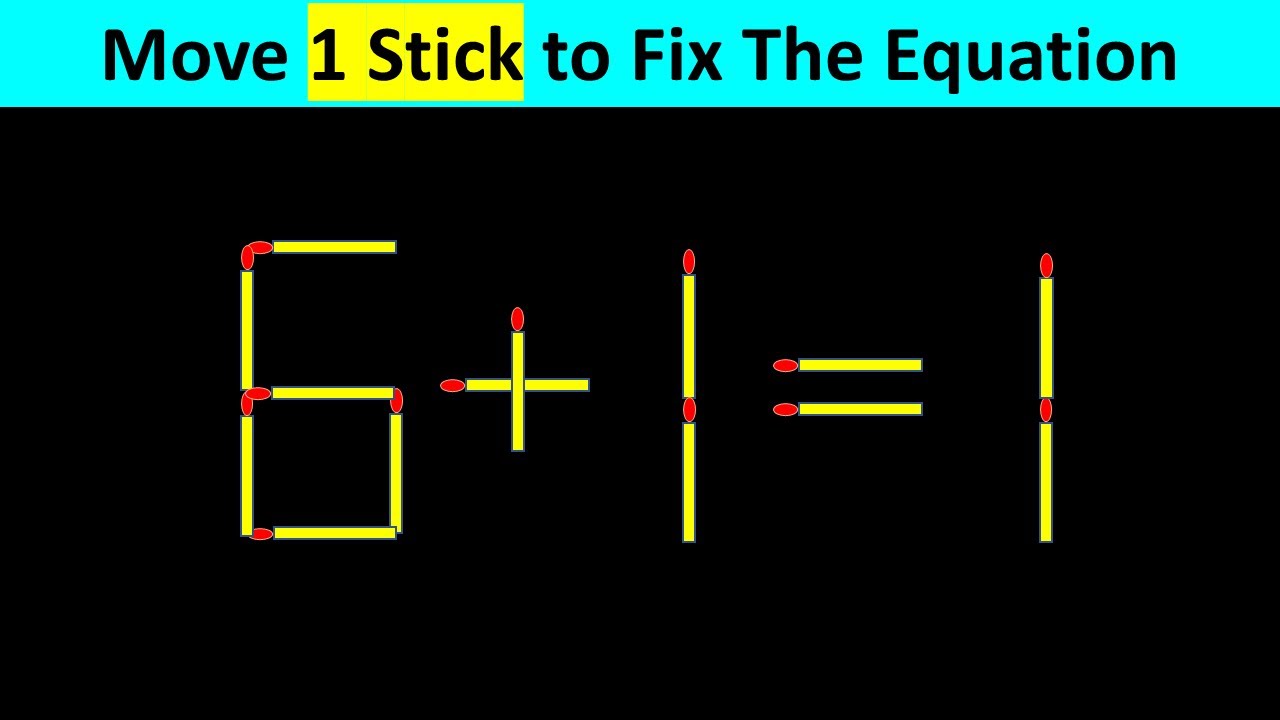 Matchstick Puzzle - Move Stick To Fix The Equation #matchstickpuzzle  #matchstickriddles