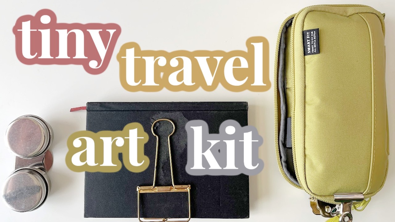 My tiny, minimal art kit for travel (swatching my teeny palette too)!