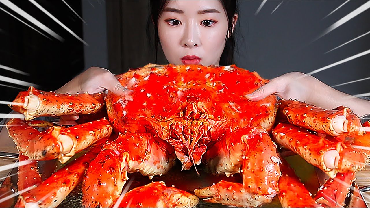 ASMR Гигантский весь королевский краб Сырный соус Морепродукты MUKBANG EATING SHOW