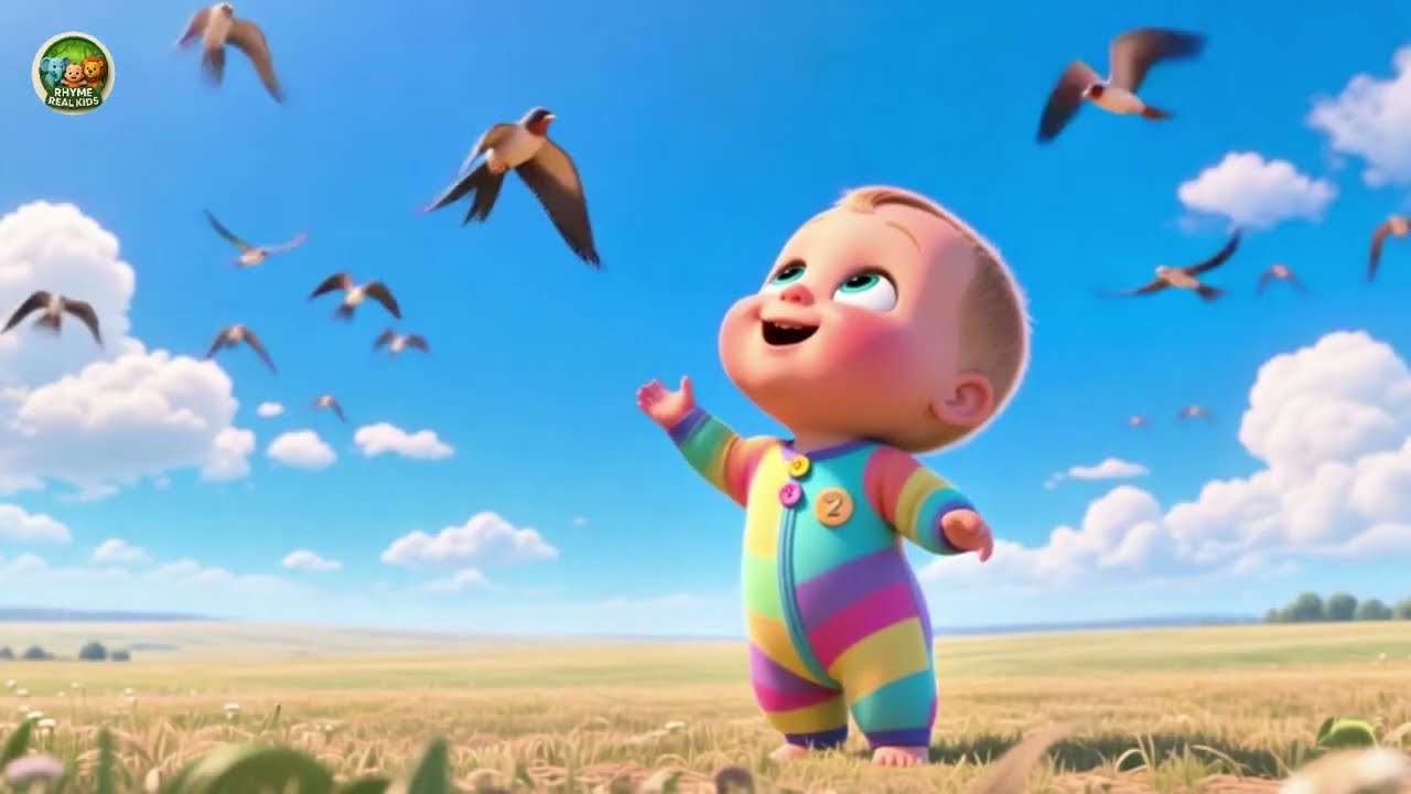 Baby Flying the Birds 🐦✨ Fun Sky Adventure Song for Kids | Nursery Rhyme