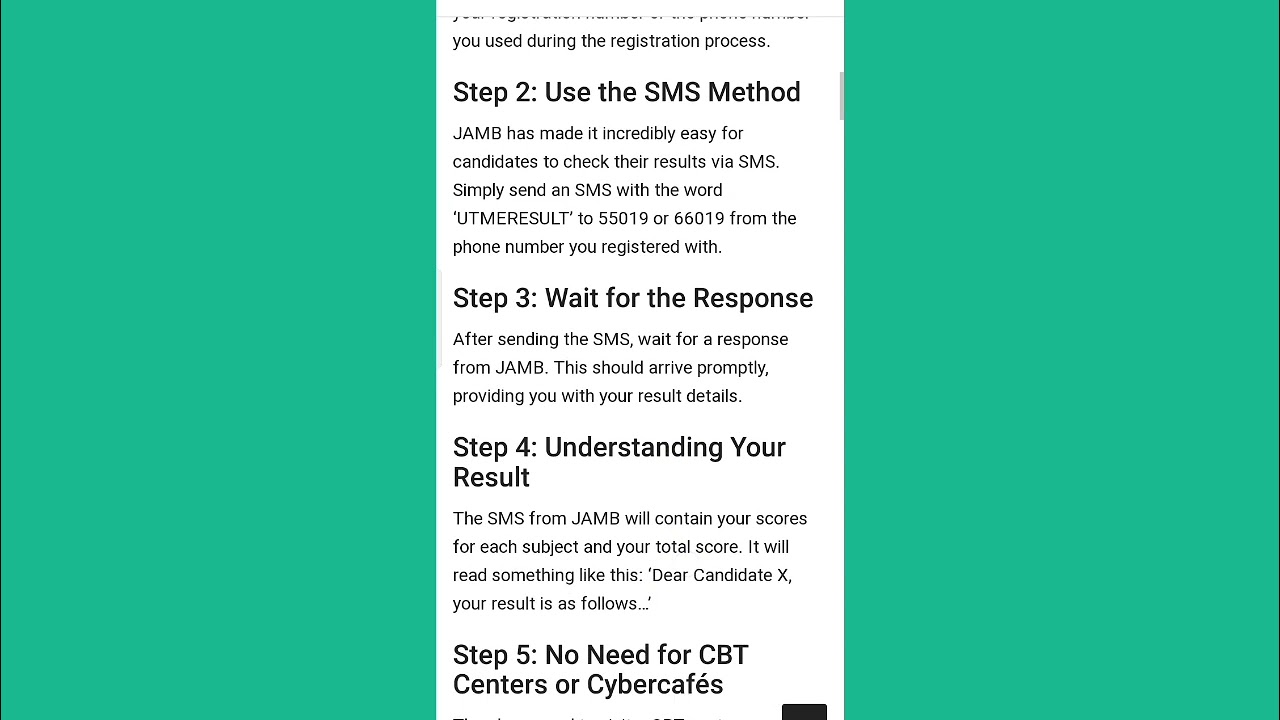 How to check Jamb Result with Sms