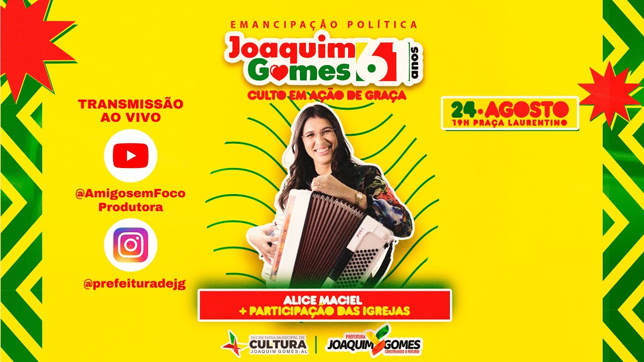 Culto de Emancipação Política de Joaquim Gomes-AL - 61 Anos