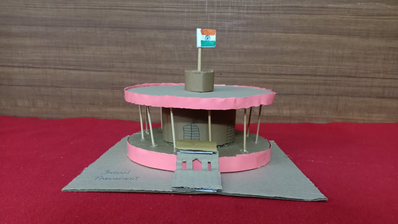 How to do Simple model of Indian Parliament for school project with cardboard and available material