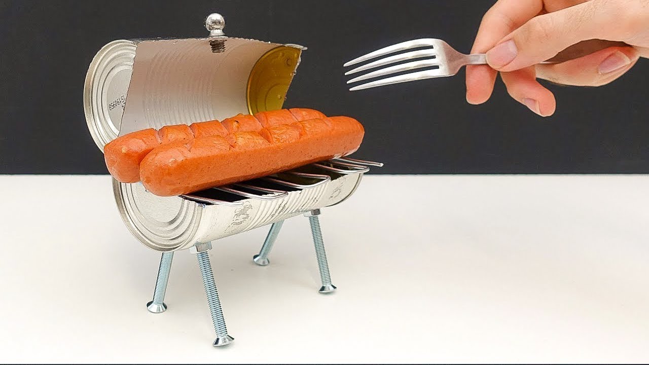 Шикарный самодельный мини-гриль из банки от кока-колы 🌭😋