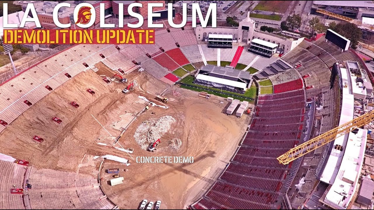 The destruction of USC's LA Coliseum | Demolition Aerial Update Feb '19