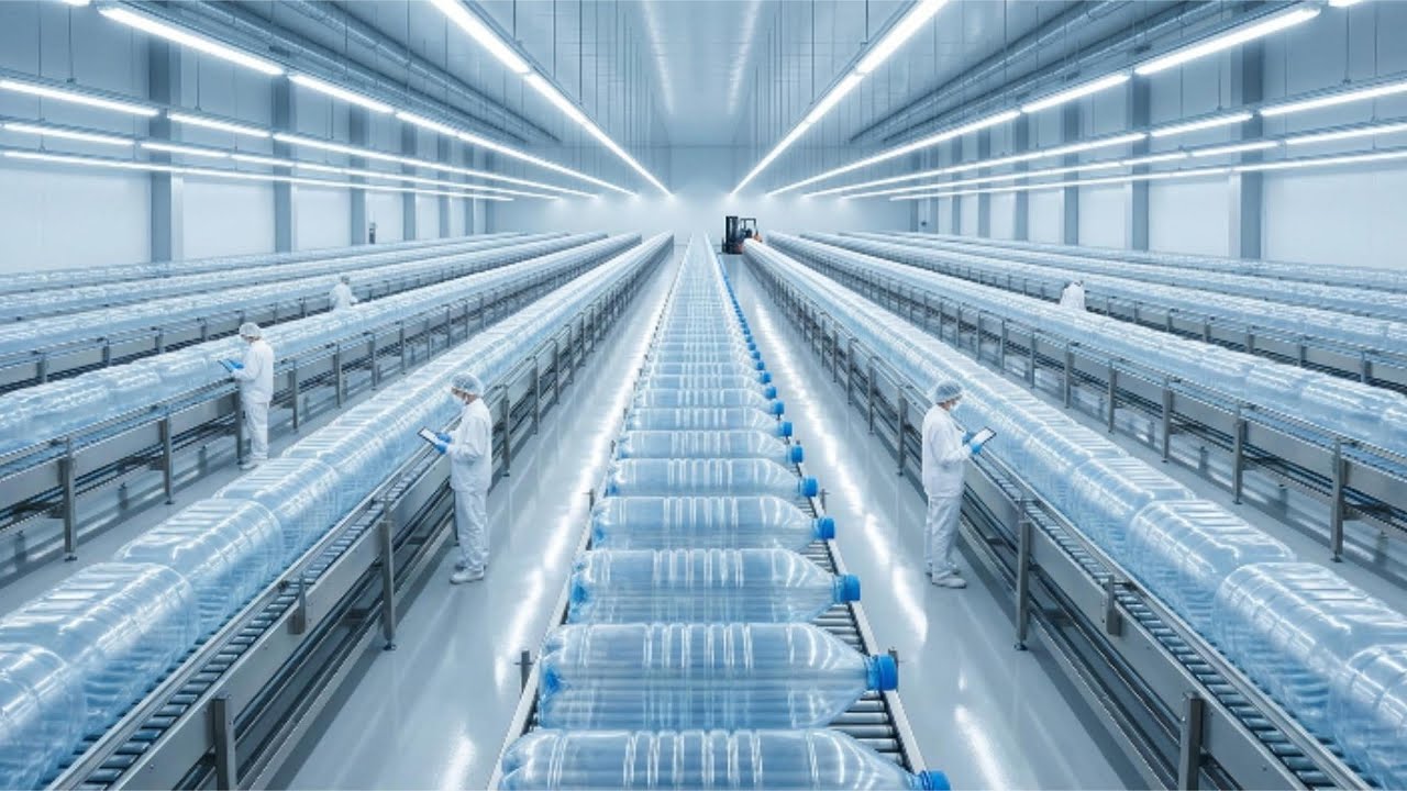 Inside the Plastic Bottle Factory: Injection Preforms → Stretch Blow Molding → QC (ASMR)