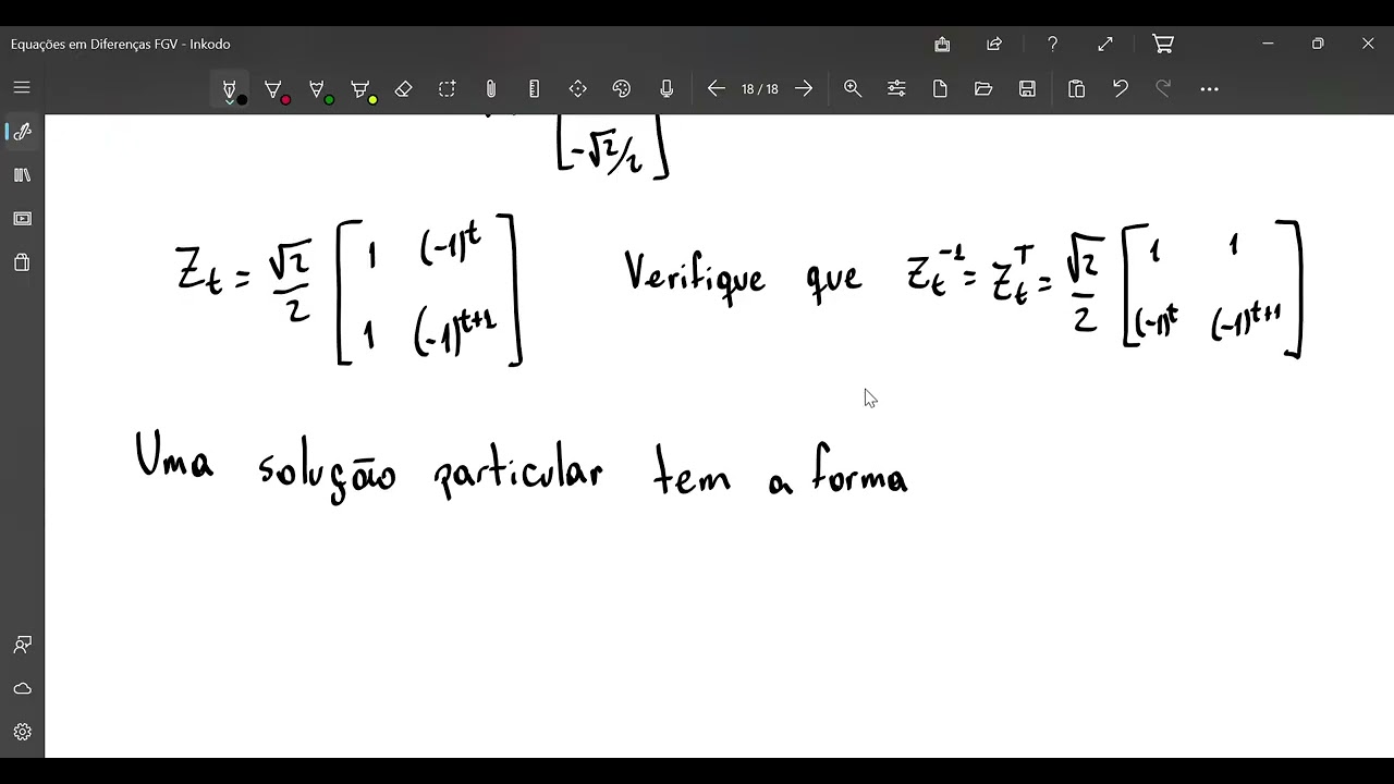 Equações em diferenças - Variação de constantes exemplo