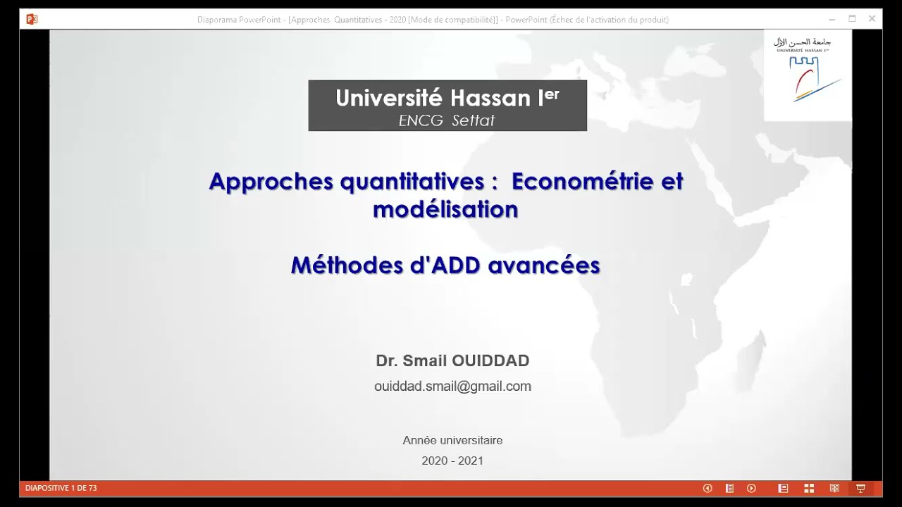 Approches Quantitatives - 1 : Introduction et plan