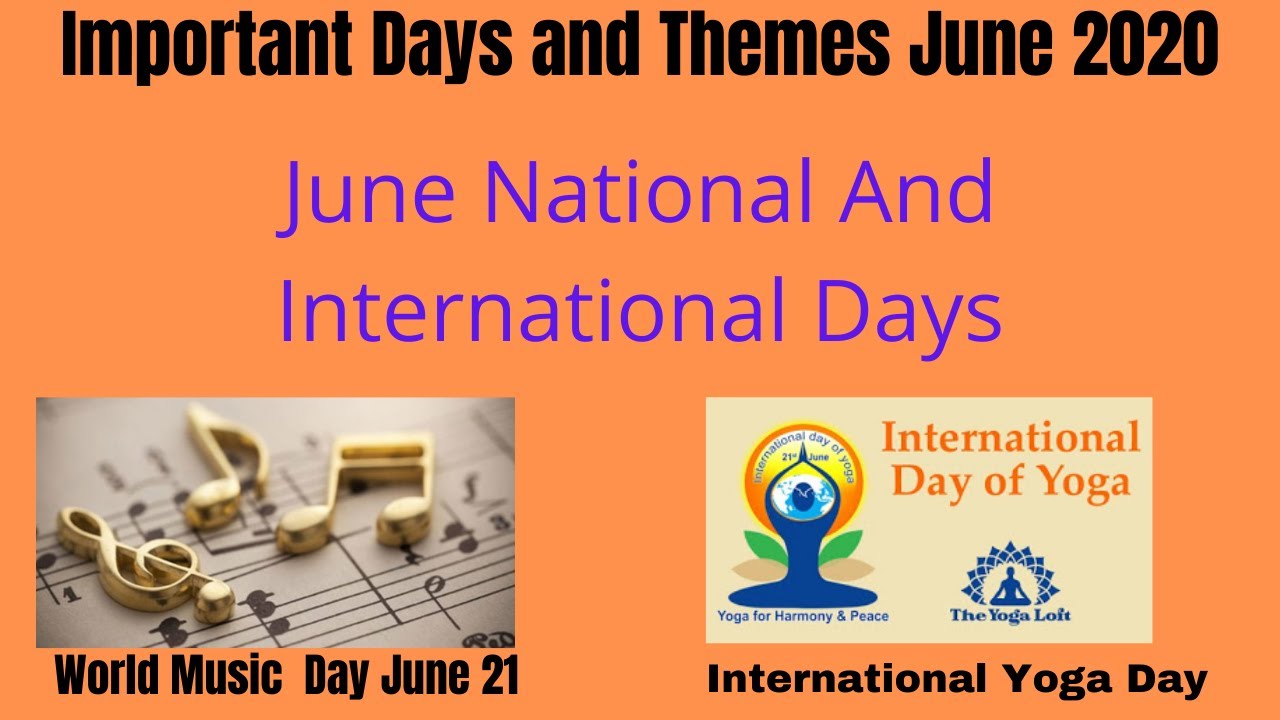Important Days in June 2020 with Theme | #June 2020  National and International | # Important Days