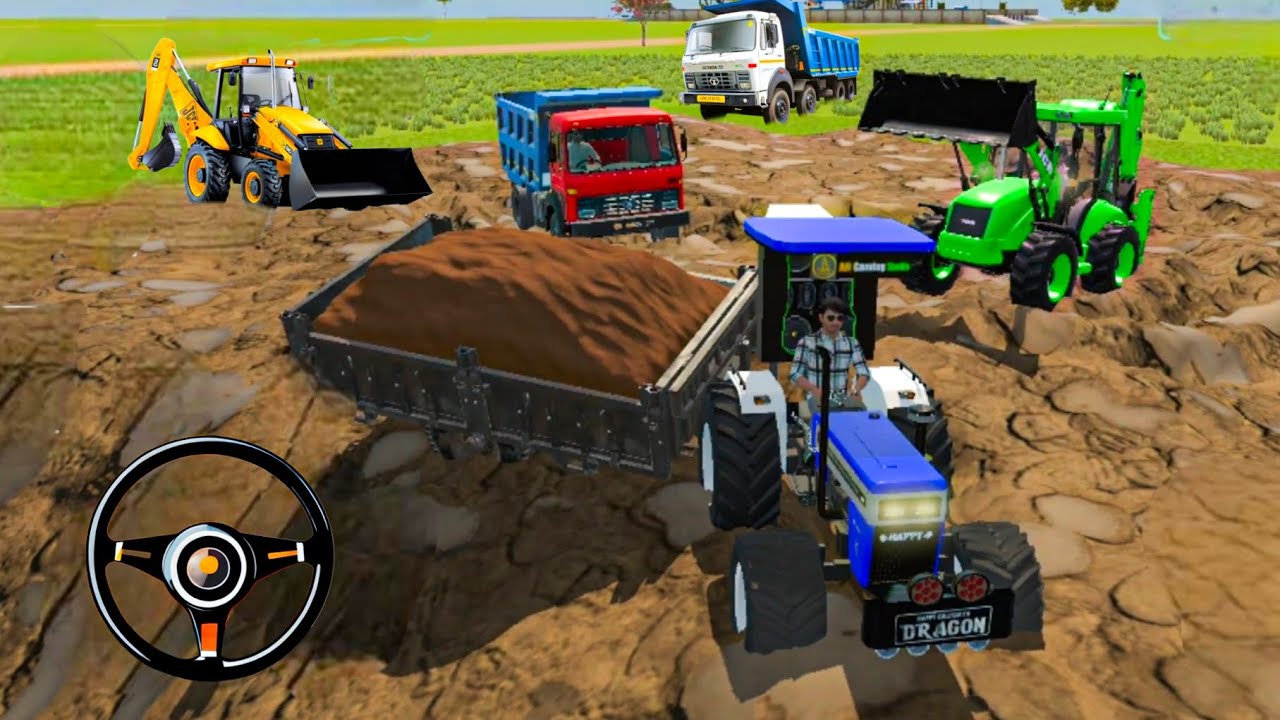 🔴 Drive, JCB TRACTOR DAMPER TRUCK unloading lodging mitti on tractor 🚜#truck #jcb #tractor #damper 