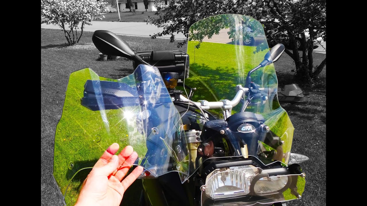BMW F800GS Givi 333DT windscreen VS Stock with Ride Review