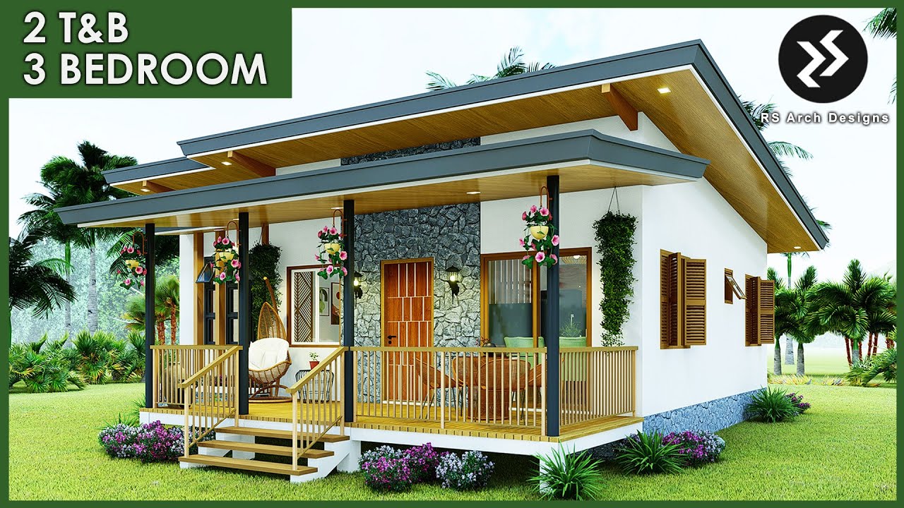 House Design | Simple Tiny Farmhouse | 9.5x10 Meters | 3 BEDROOM | 2 T&B
