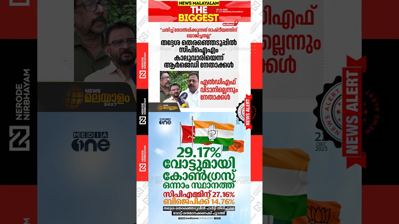 The party-wise vote percentage figures for the local body elections have been released | RJD | ldf
