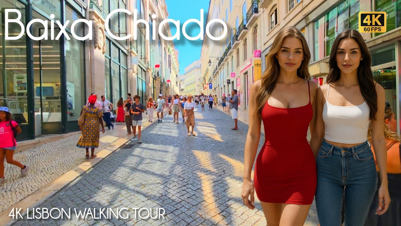 🌆 4K 60FPS Walking Tour | Baixa-Chiado, Lisbon 🇵🇹 | City Sounds