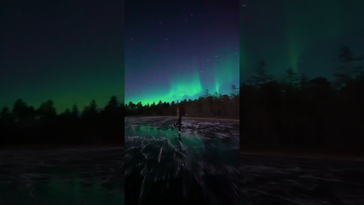 the best Ice skating experience on the bond with the northern lights 😍🔥 #northernlights #finland