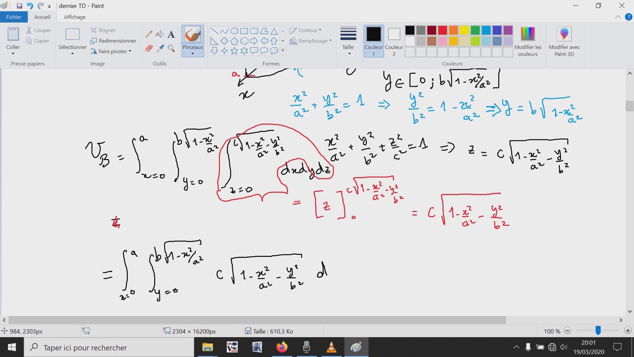 Calcul Intégral : volume d'un ellipsoïde