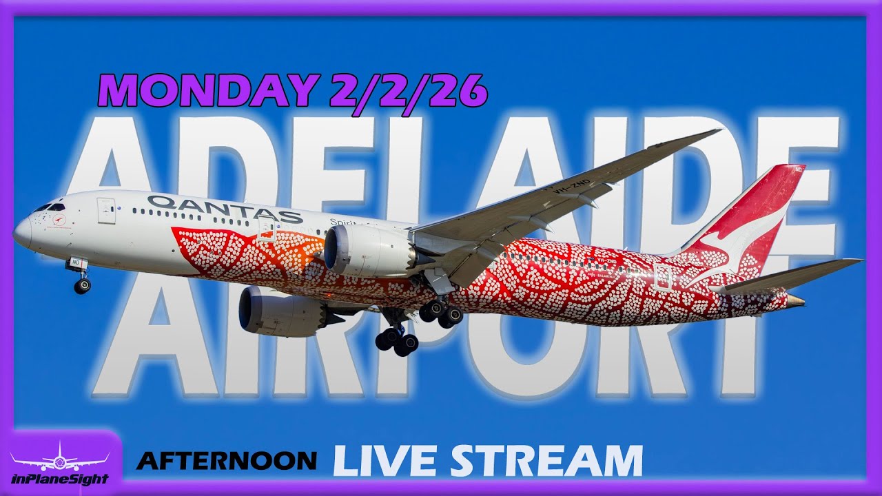 🔴✈️ InPlaneSight: Live Aviation @ Adelaide Intl. Airport ( YPAD / ADL) ✈️🔴