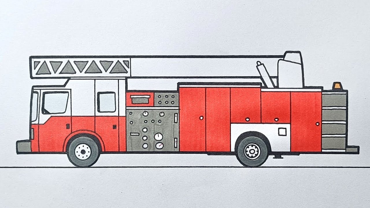 How to Draw a Fire Truck 🚒