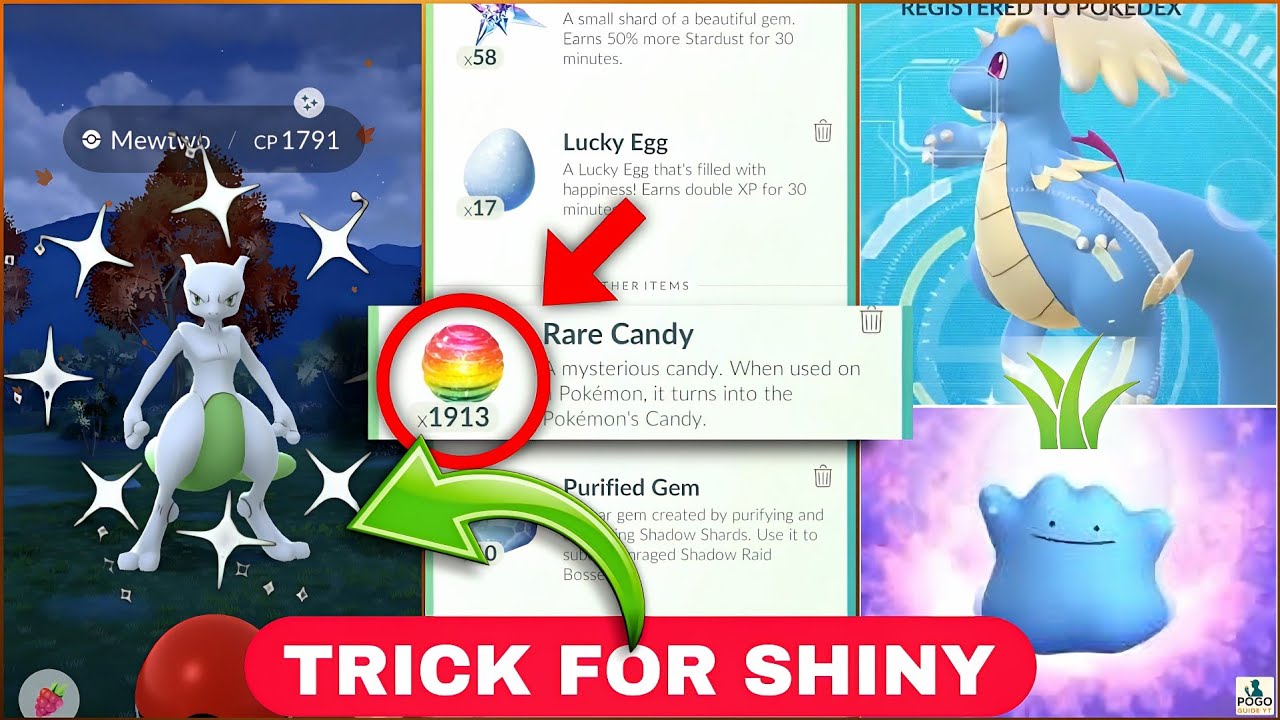 Trick To Get FREE Shiny Mewtwo | How To Get Lots Of Rare Candies | How To Get Ditto | Pok&eacute;mon Go 