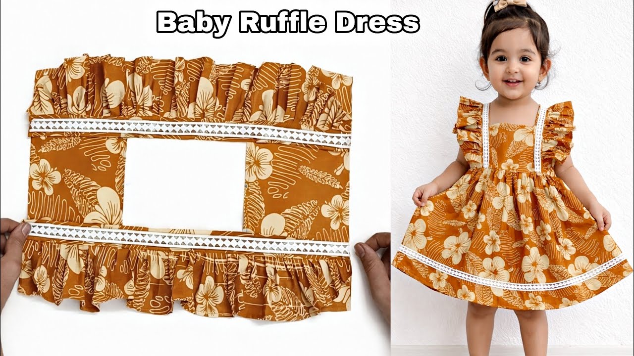 Baby Ruffle Dress cutting stitching | 3 Year Baby  Frock Design making | nobi Design 