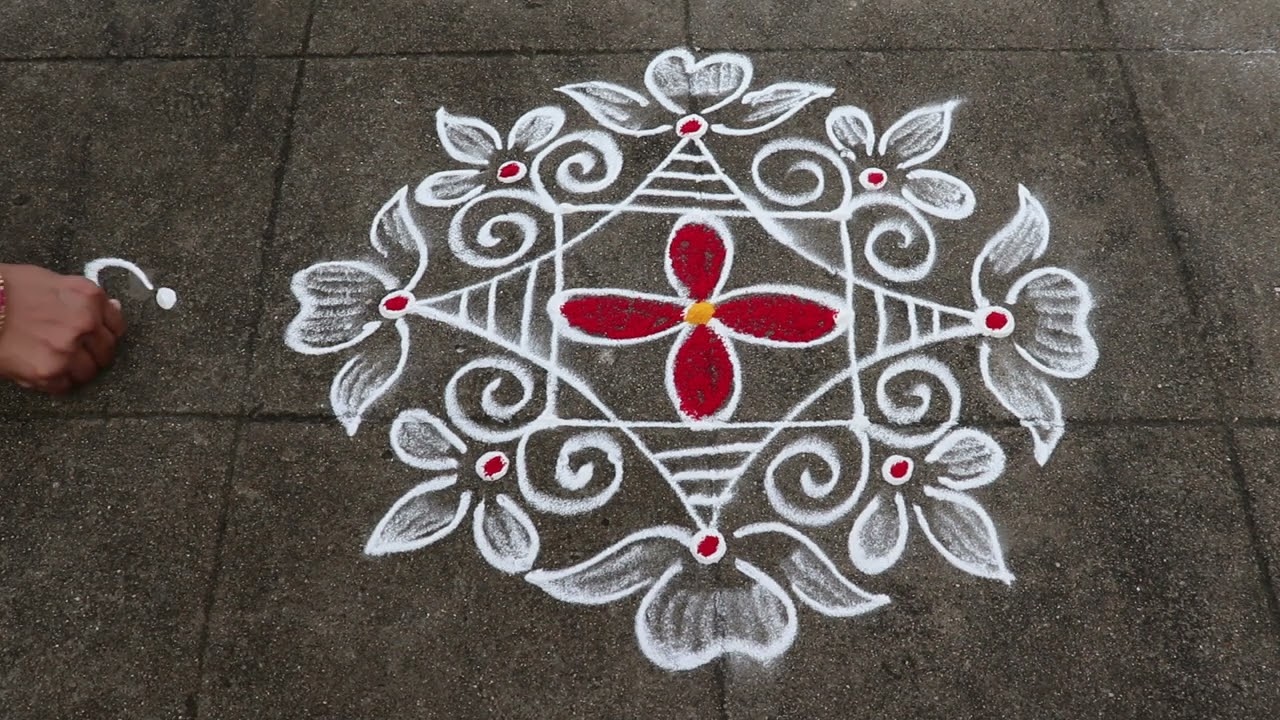 Simple Daily Flower Rangoli Designs | 5x1 Dots Small Muggulu |Easy Flower Kolam Designs With Borders