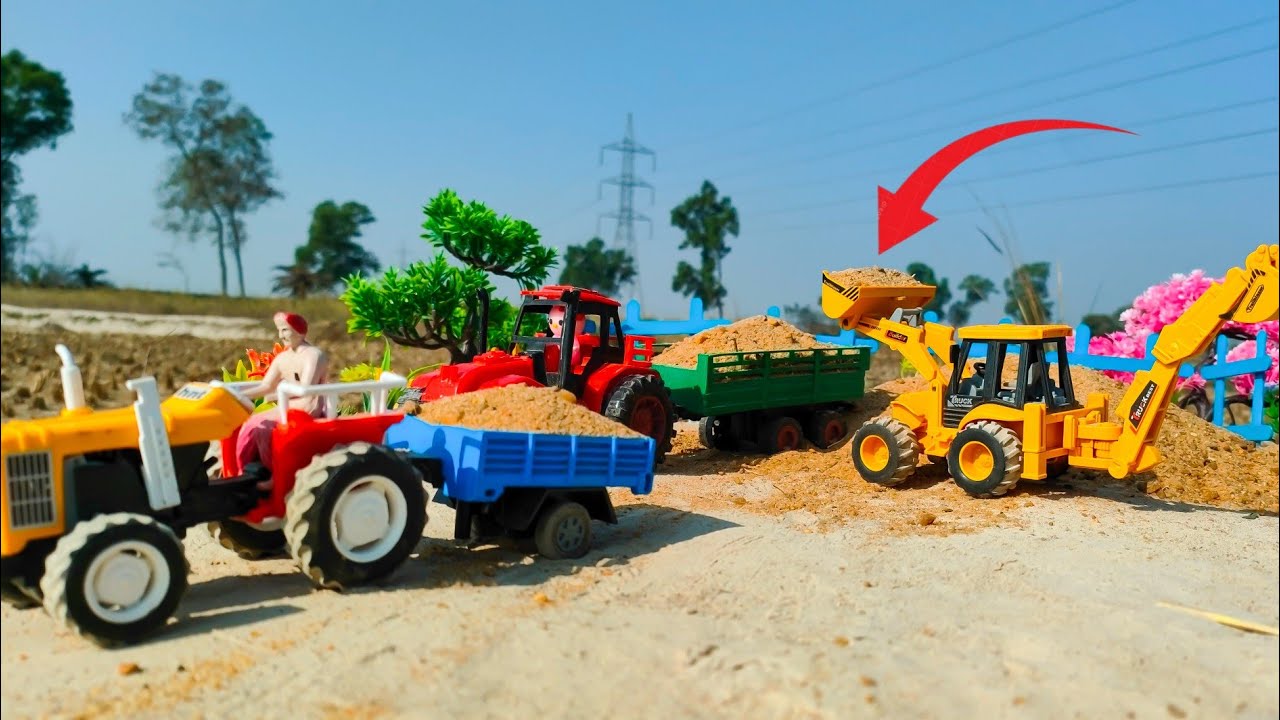 JCB 5cx fully loading sand in HMT tractor| Swaraj FE 744 Tractor |@MrDevCreators