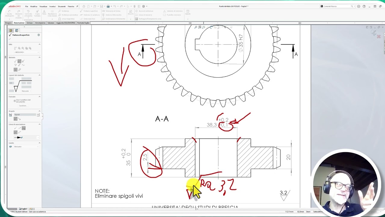 #ruotadentata #tolleranza #geometrica e #datum #rugosit&agrave;