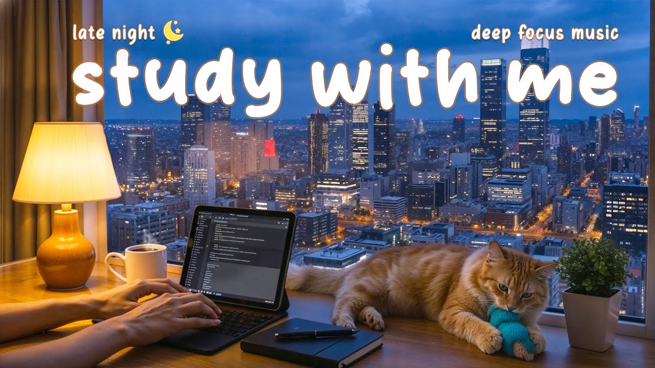 🌙 3-HOUR STUDY WITH ME | Tokyo Night View ⏳ Pomodoro 🎹 Calm Piano